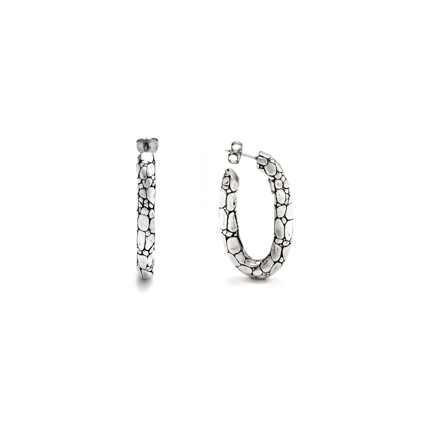 Boucles d’oreilles ovales Croco, Créoles en argent massif_image number 2_Giovanni Raspini