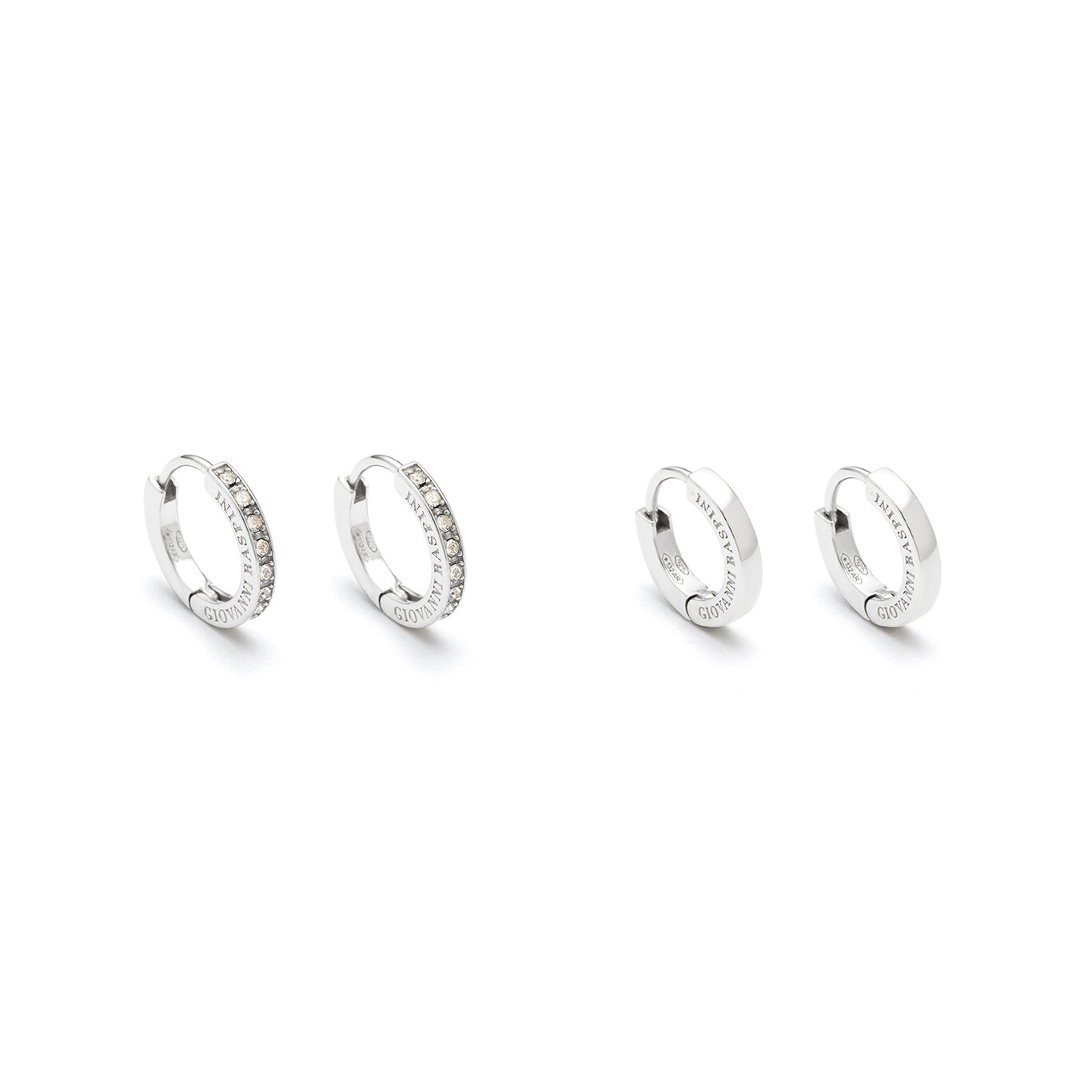 Silver and Zircon Huggie Set
