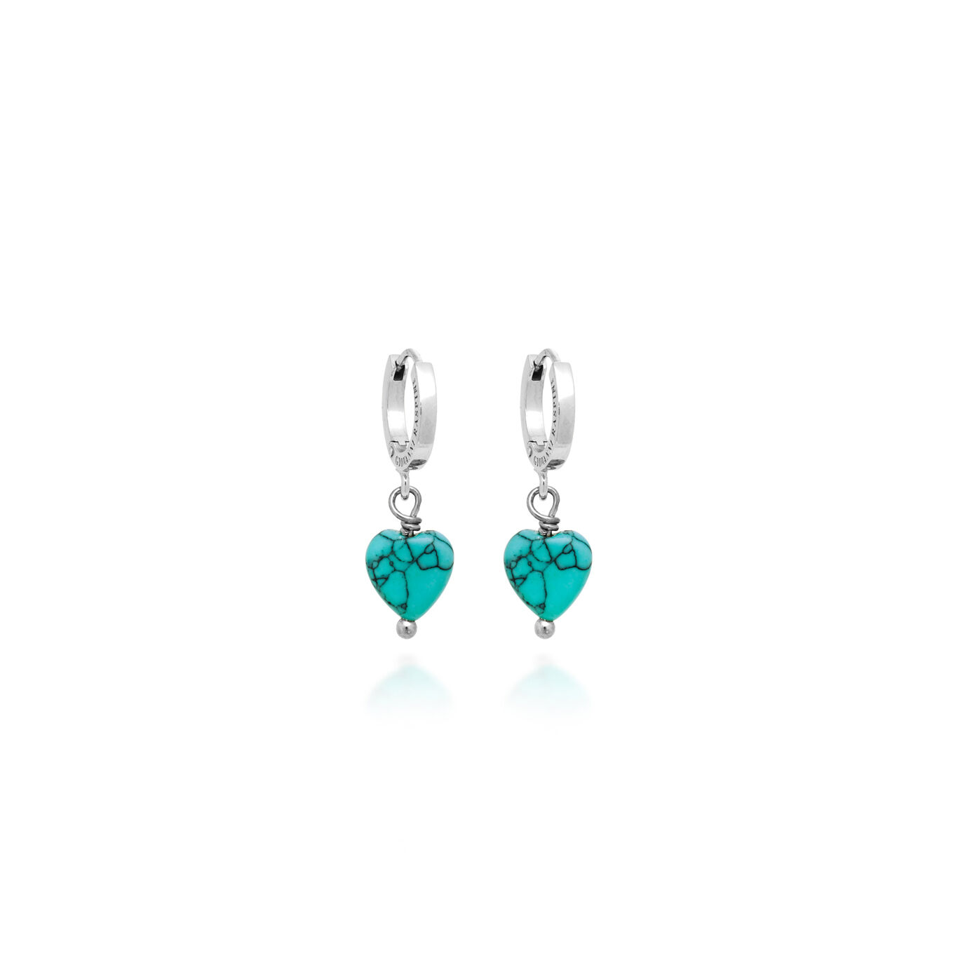 Pendientes Huggie Coraz&oacute;n Turquesa