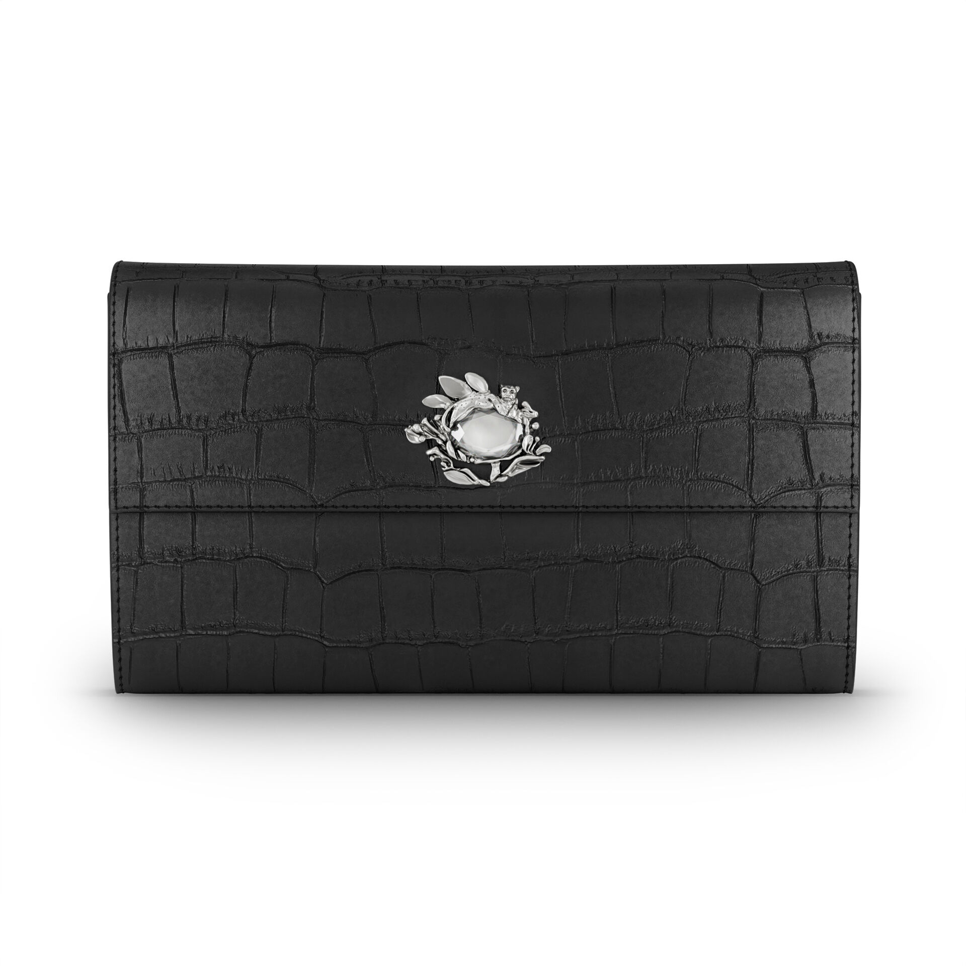 Black Croco Leather Jungle Continental Wallet image number 0