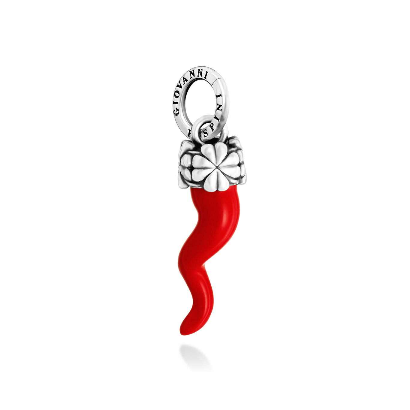 Four-Leaf Clover Red Italian Horn Small Charm
