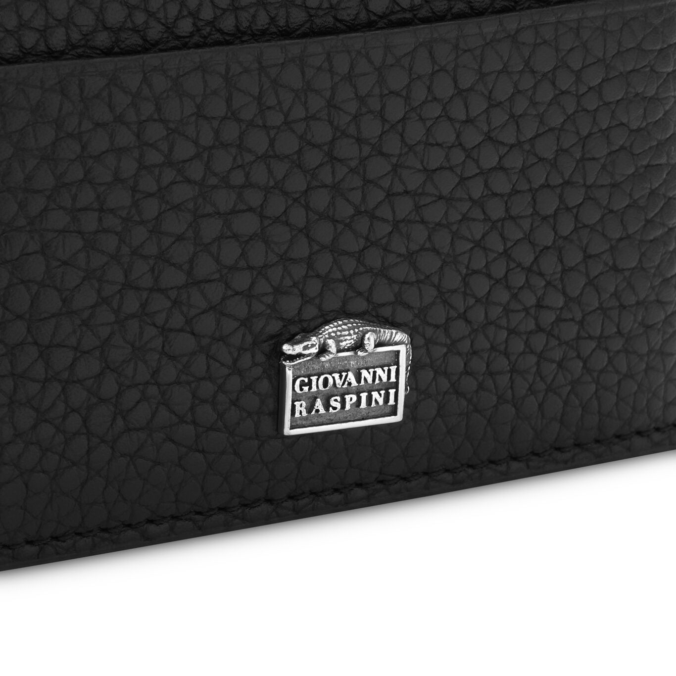 Embossed Leather Card Holder, Leather cardholder with iconic sterling silver decoration_image number 2_Giovanni Raspini