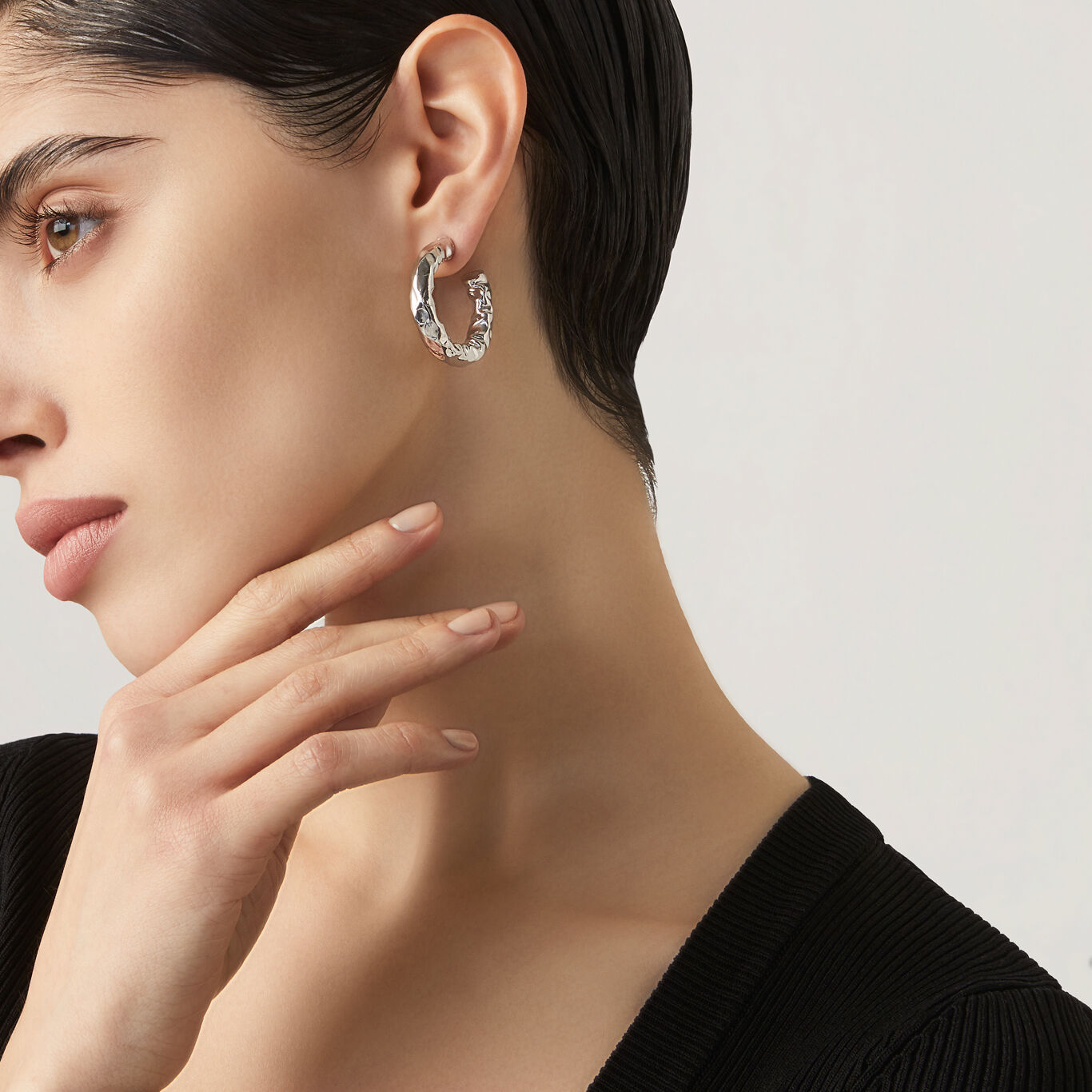 Stone Small Earrings, Hoop Earrings in Sterling Silver_image number 1_Giovanni Raspini