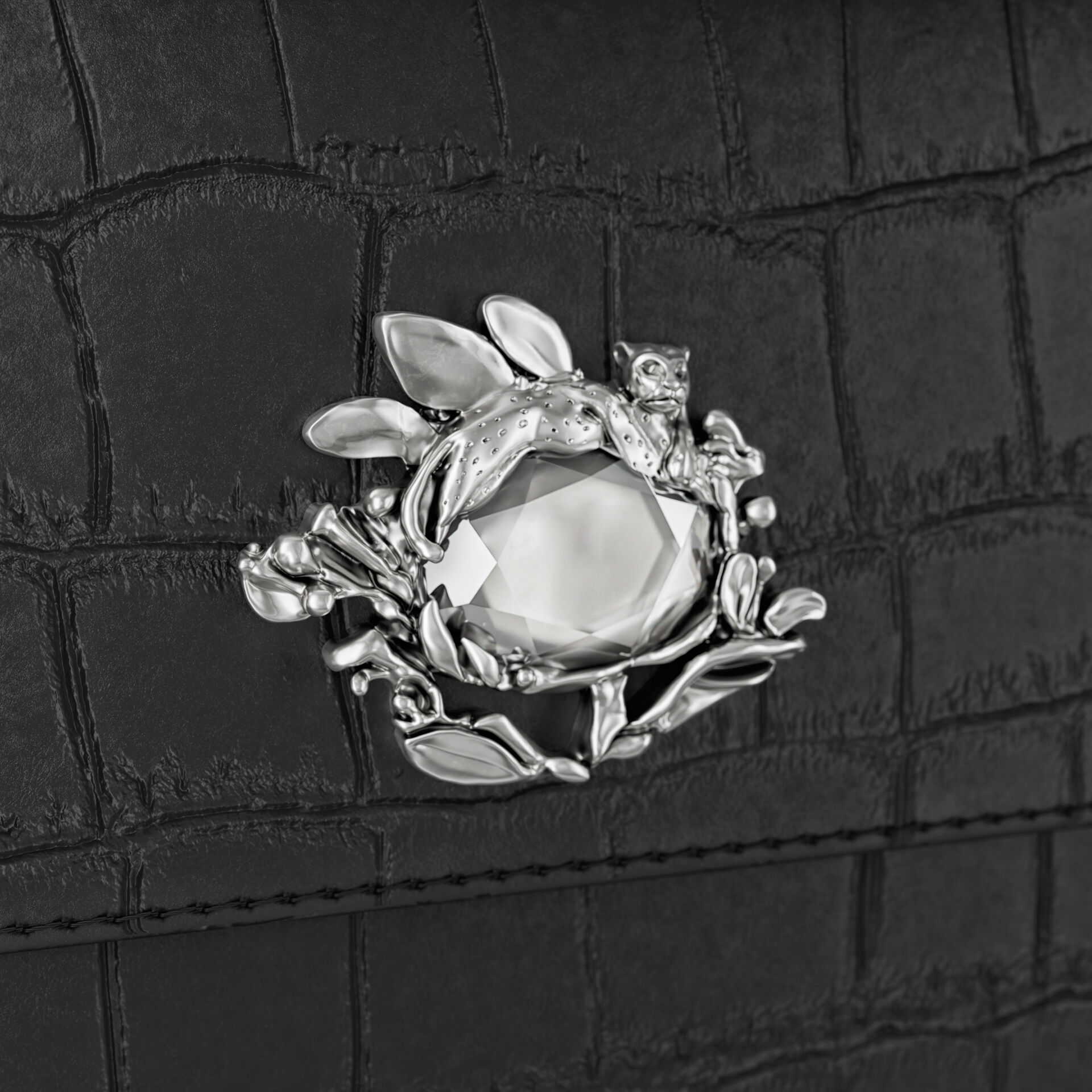 Portefeuille Continental Jungle en Cuir Croco Noir image number 4