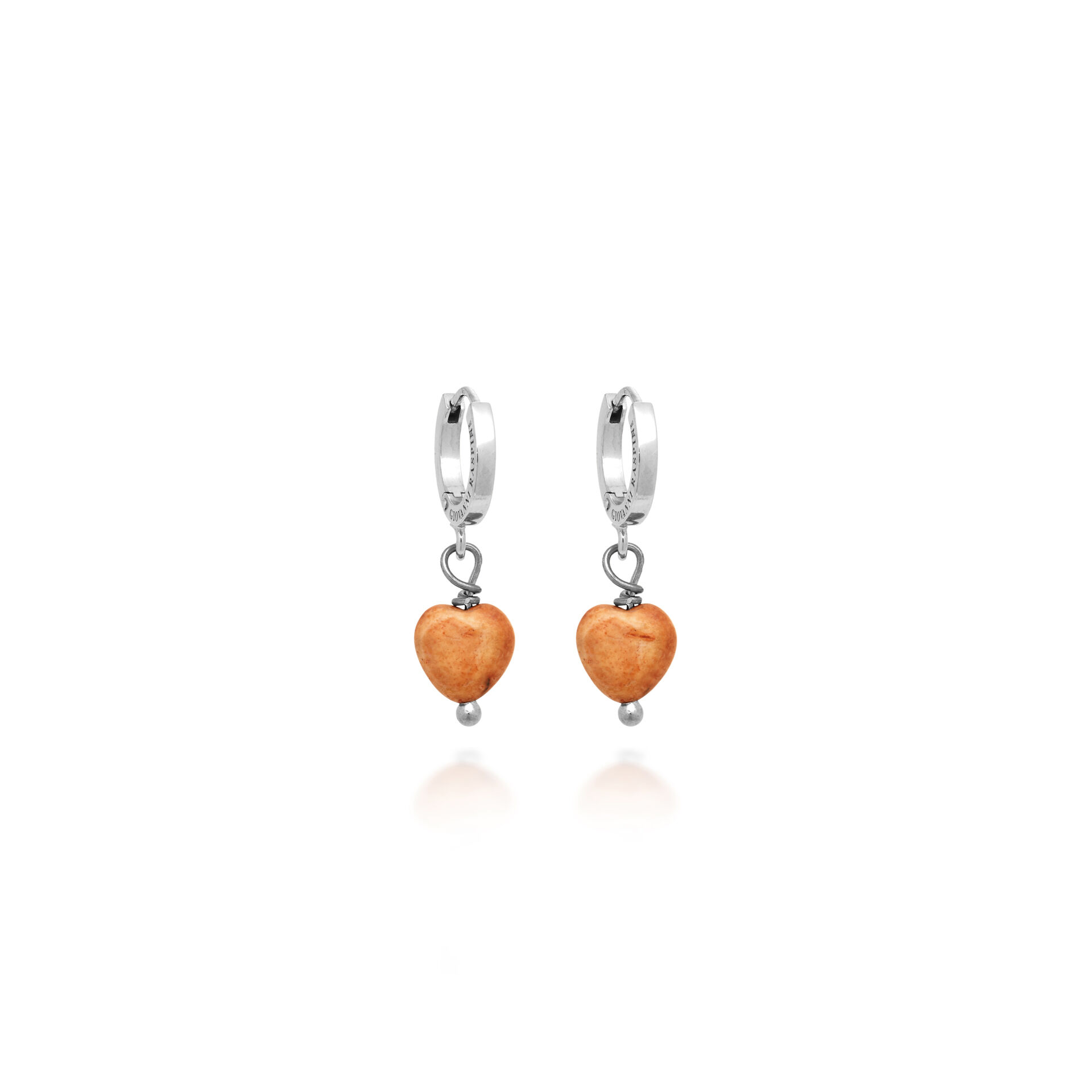 Huggie Earrings Paesina Stone Heart image number 0