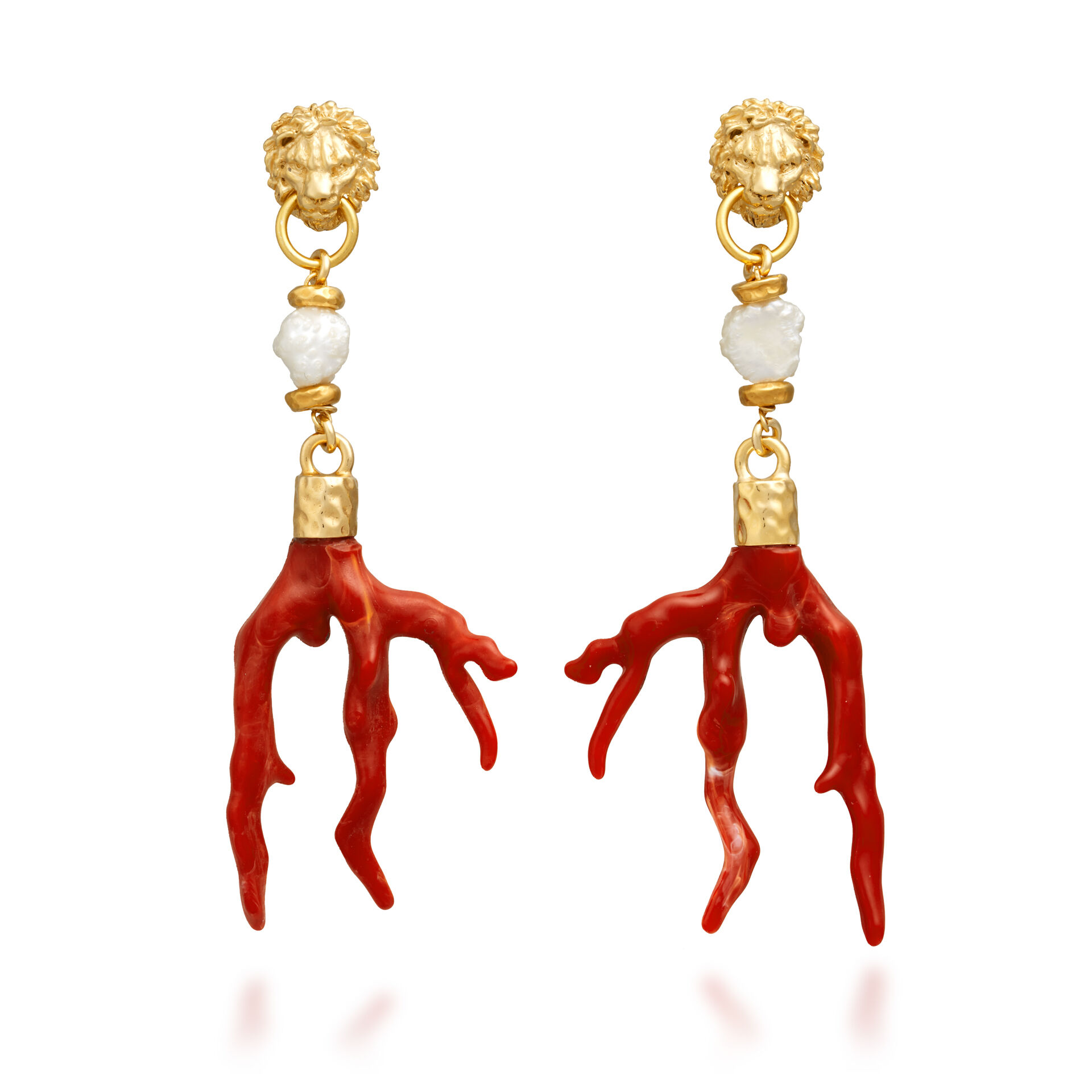 Orecchini Leone E Corallo image number 0