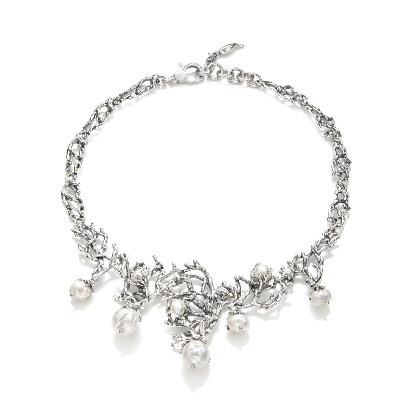 Southern Sea Big Necklace, Necklace in Sterling Silver and natural pearls_image number 0_Giovanni Raspini