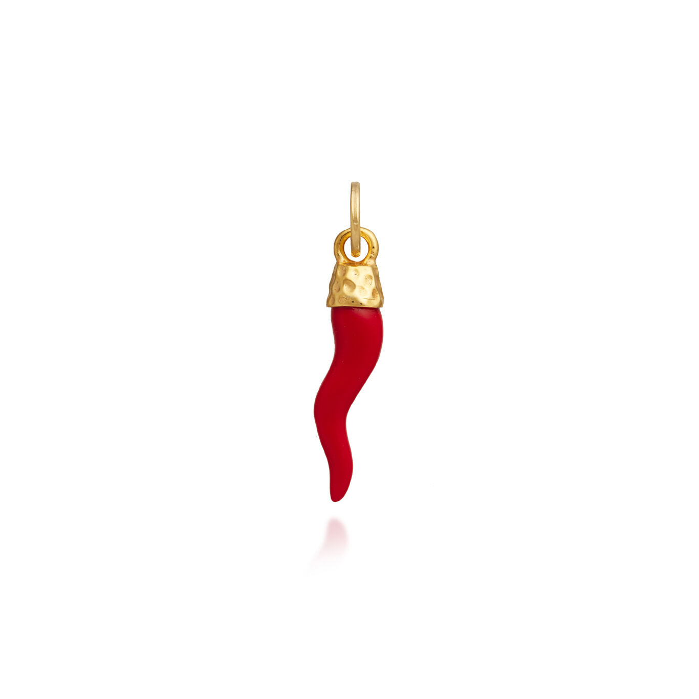 Hammered Red Italian Horn Charm, 18k Gold Plated sterling silver and resin charm_image number 0_Giovanni Raspini