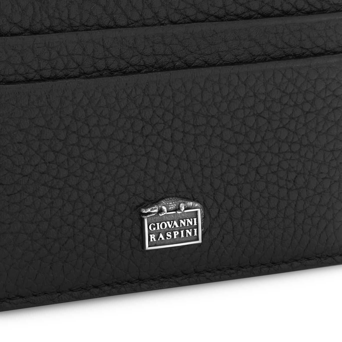 Porte-cartes en cuir gaufr&eacute; avec fermeture &eacute;clair, Porte-cartes en cuir et d&eacute;coration embl&eacute;matique en argent massif_image number 2_Giovanni Raspini