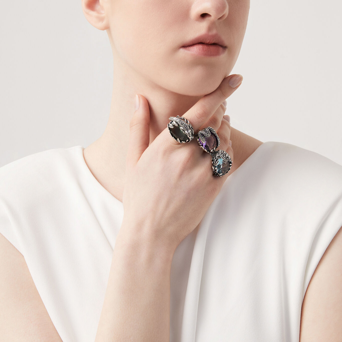 Eden Sea Turtle Big Ring, Ring in Sterling Silver and light blue quartz_image number 3_Giovanni Raspini