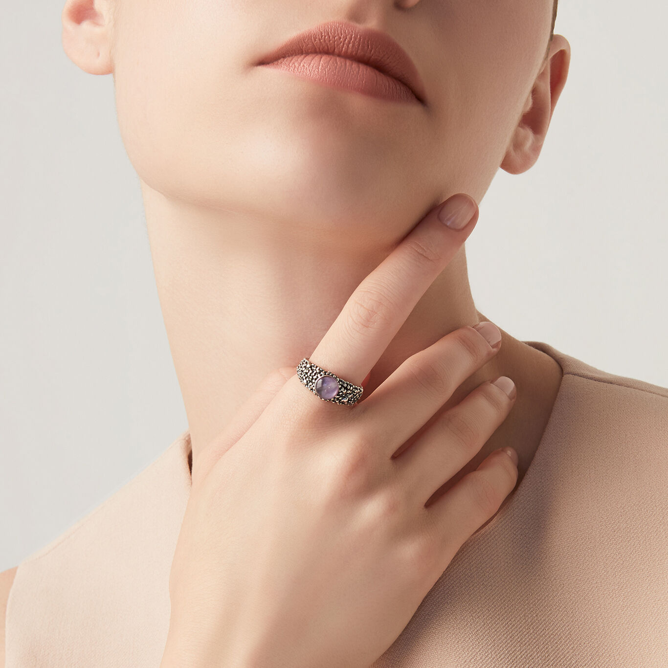 Anello Perlage Ametista