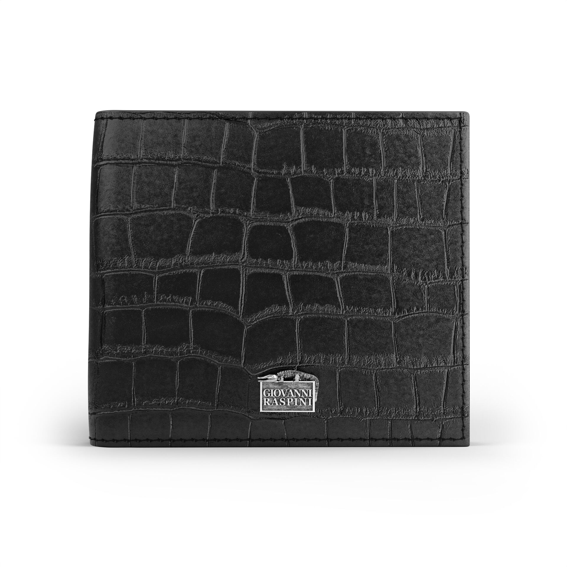 Portefeuille en Cuir Croco Noir image number 0