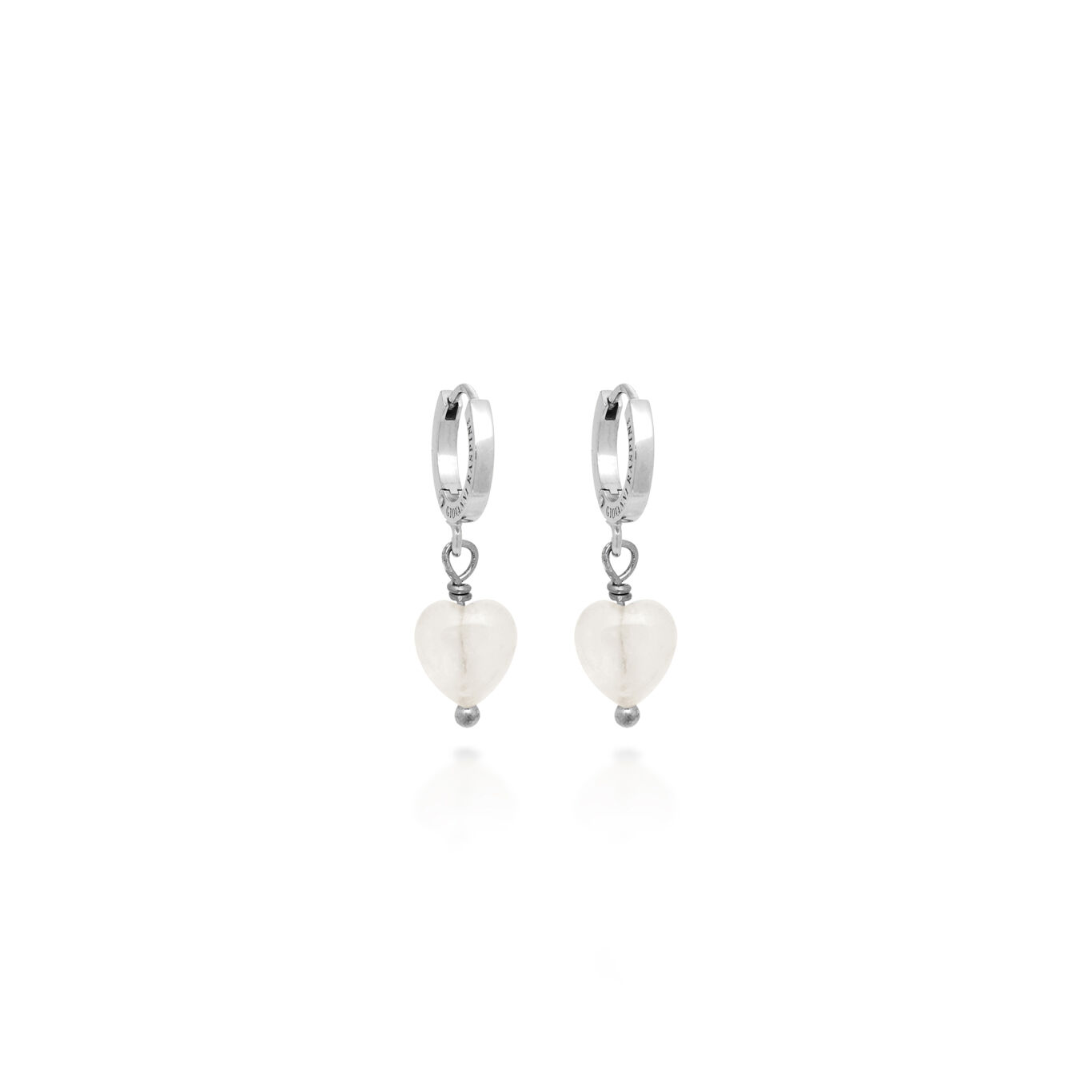 Boucles d'oreilles minimalistes C&oelig;ur Cristal de Roche