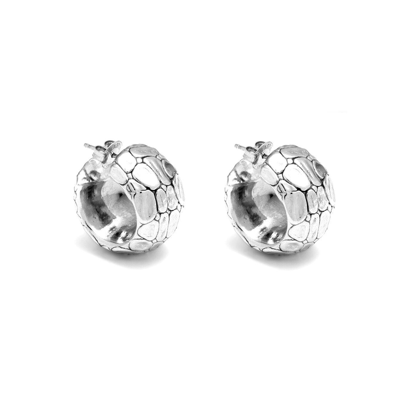 Croco Big Earrings, Hoop Earrings in Sterling Silver_image number 0_Giovanni Raspini