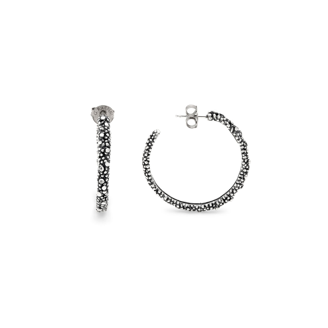 Boucles D'Oreilles Créoles Petit Perlage, Boucles d'oreilles en argent massif_image number 2_Giovanni Raspini