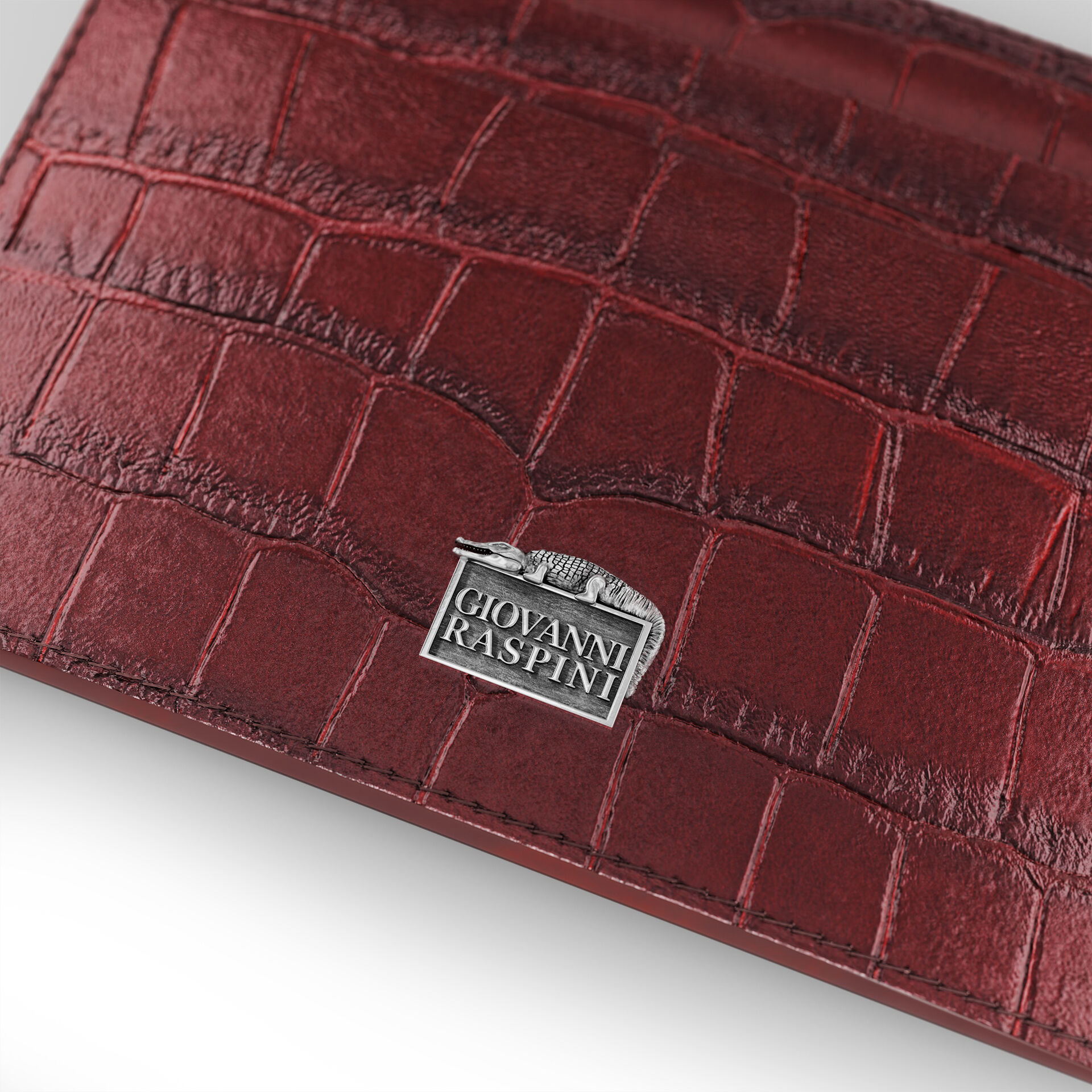 Black Croco Leather Card Holder image number 2