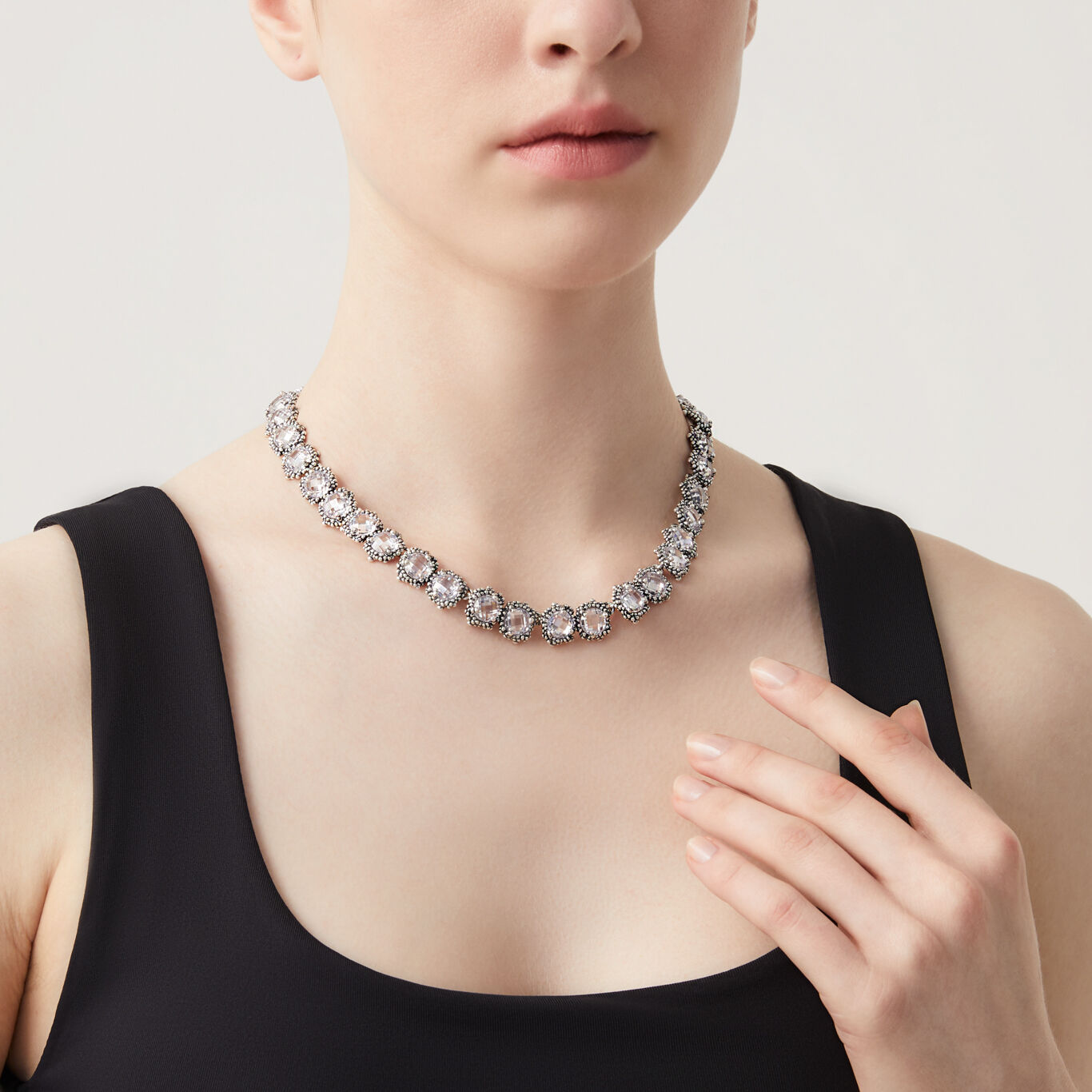 Shine Necklace, Necklace in Sterling Silver and zircons_image number 1_Giovanni Raspini
