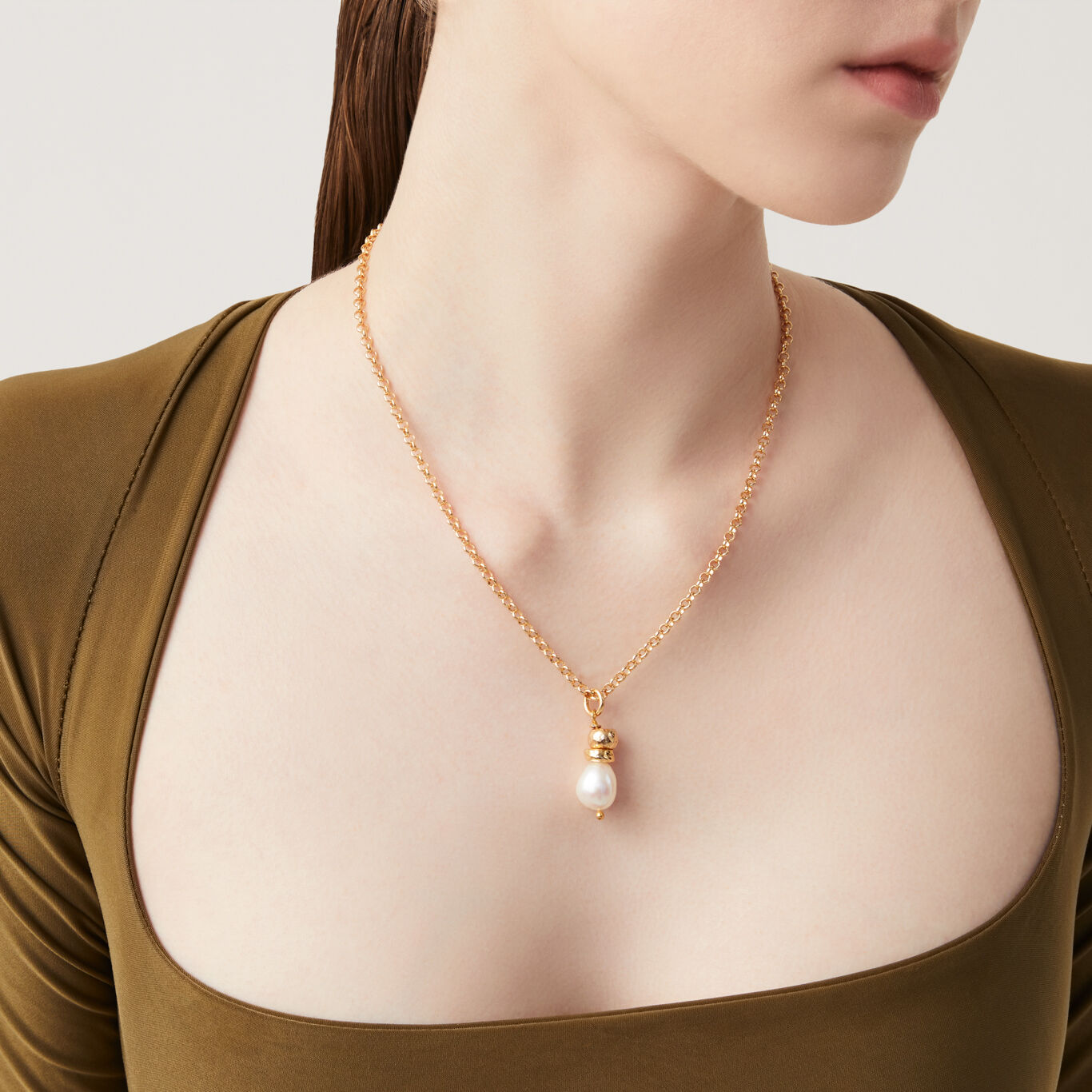 Riviera Pendant, Necklace in 18k Gold Plated Sterling Silver and natural pearl_image number 1_Giovanni Raspini