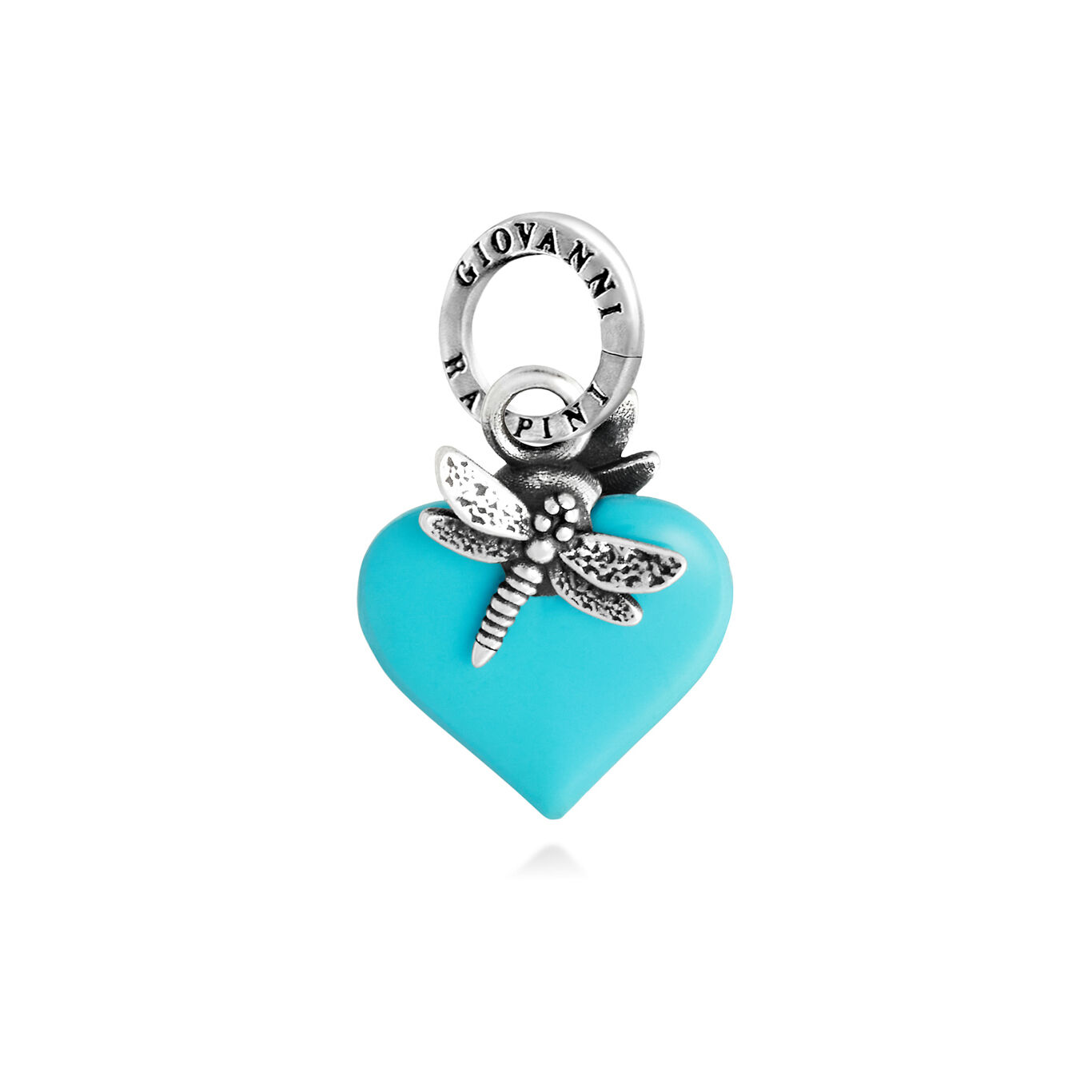Charm C&oelig;ur Bleu Clair et Libellule
