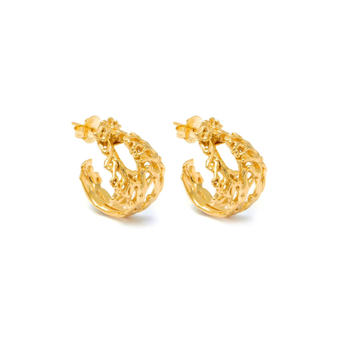 Coral Hoop Earrings, Hoop Earrings in 18k Gold Plated Sterling Silver_image number 0_Giovanni Raspini