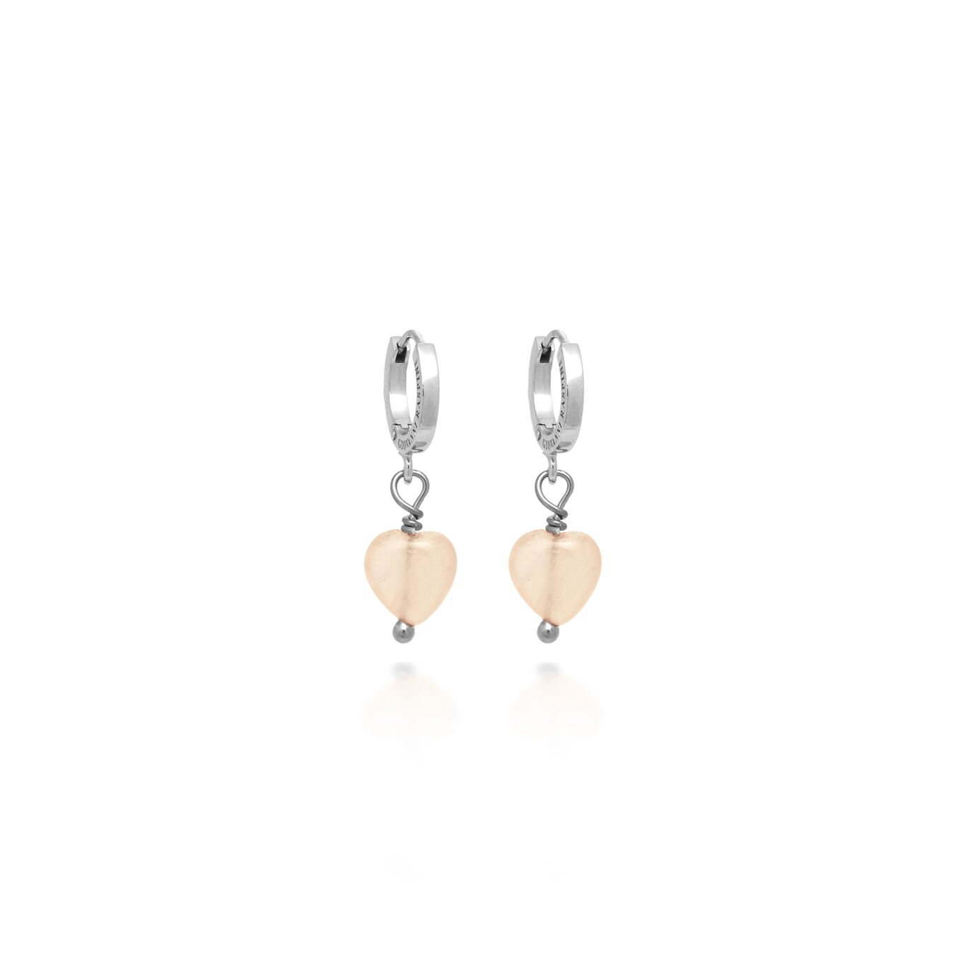 Huggie Earrings Pink Quartz Heart