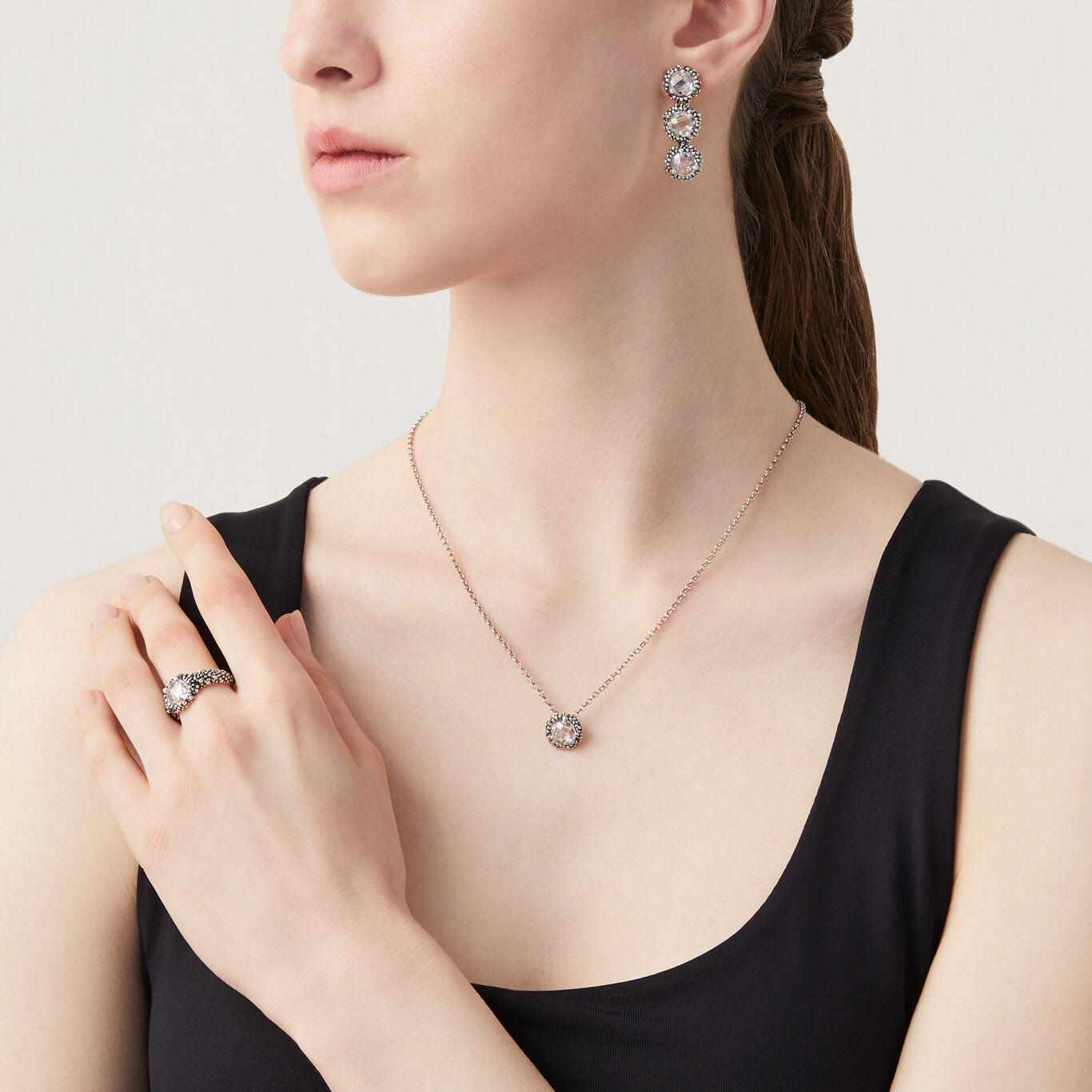 Shine Drop Earrings, Earrings in Sterling Silver and zircons_image number 2_Giovanni Raspini