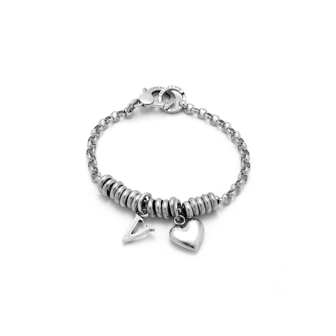 Bracelet with Heart and Letter V