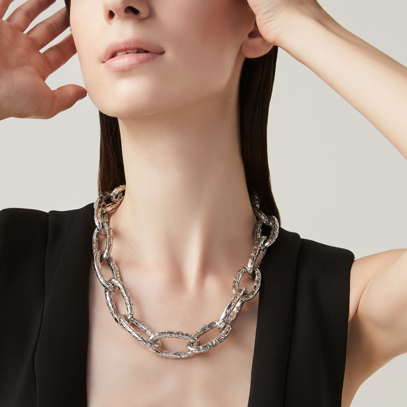 Croco Necklace, Necklace in Sterling Silver_image number 1_Giovanni Raspini