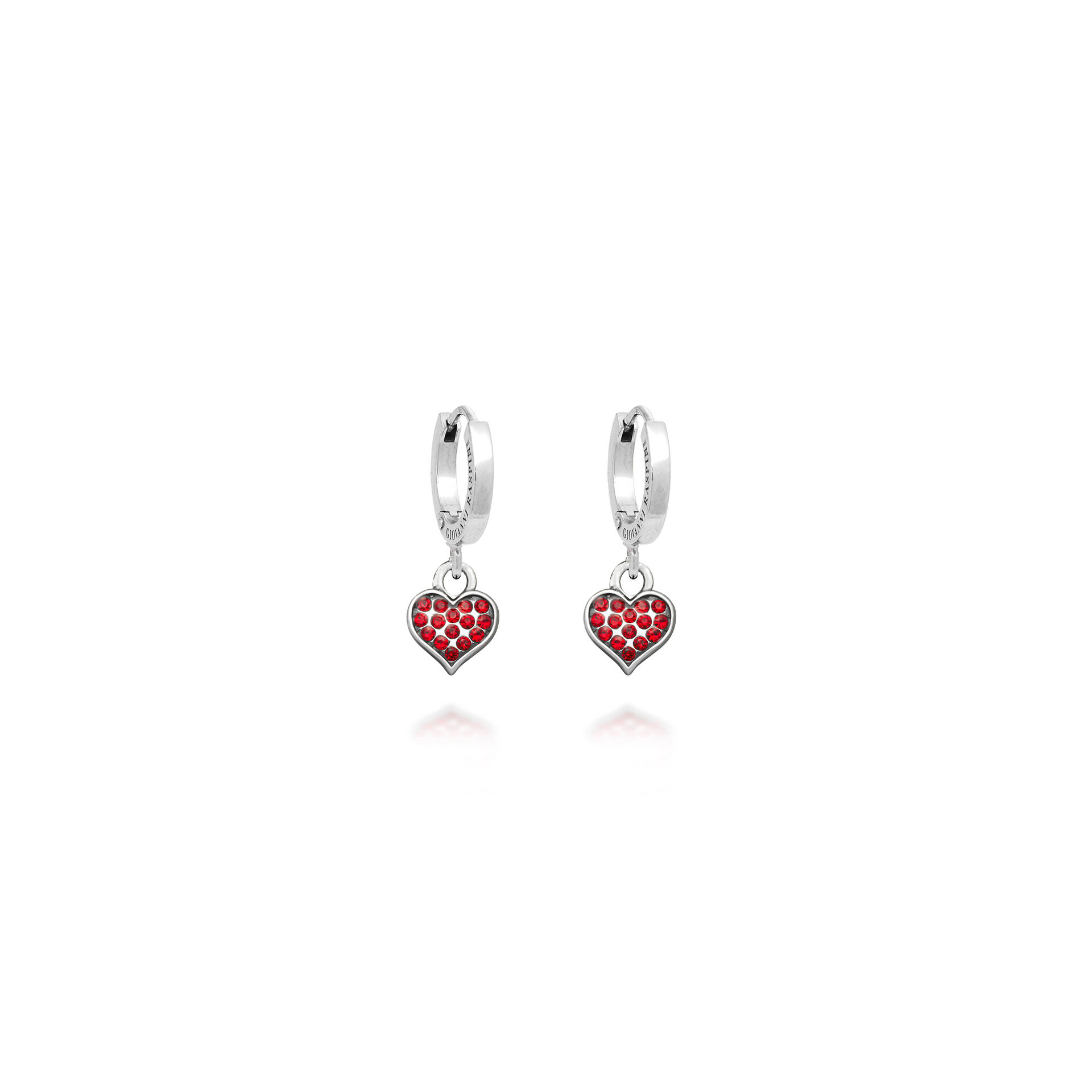 Huggie Earrings heart red crystal image number 0