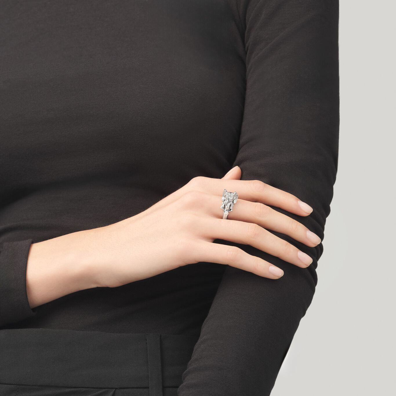 Elephant Ring, Ring in Sterling Silver_image number 1_Giovanni Raspini