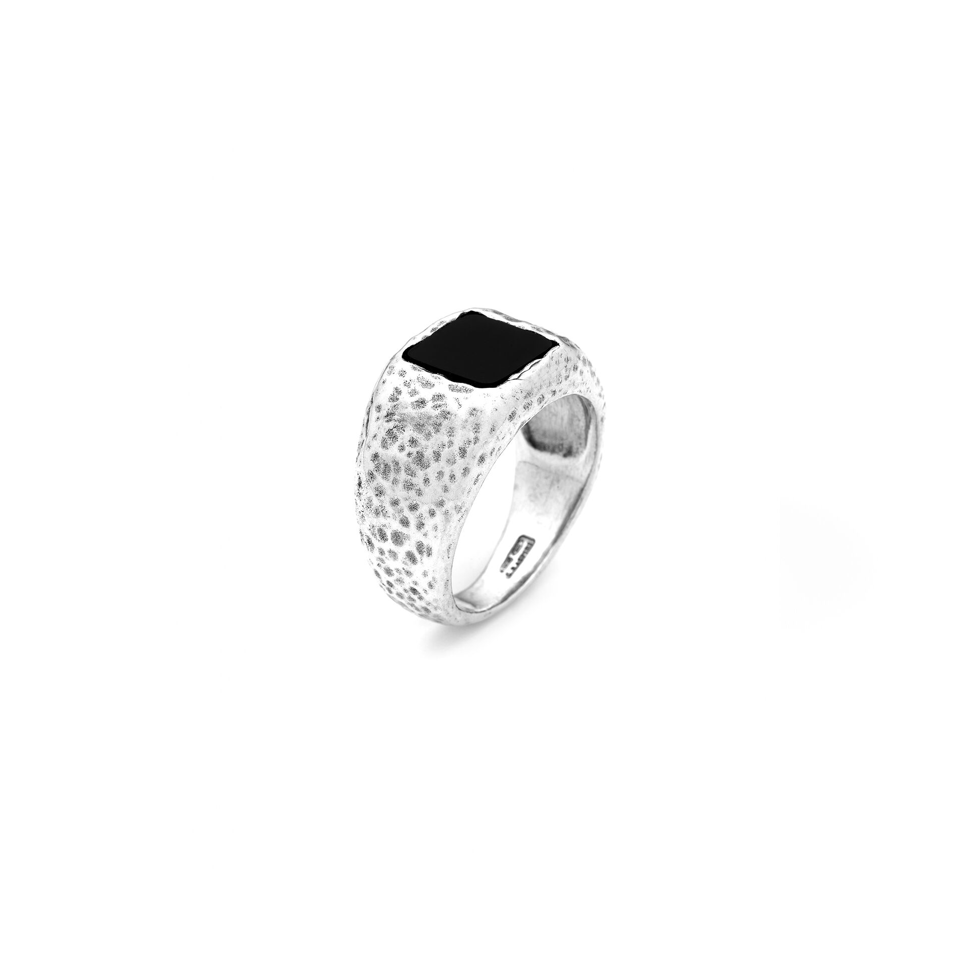 Square Onyx Hammered Ring image number 0