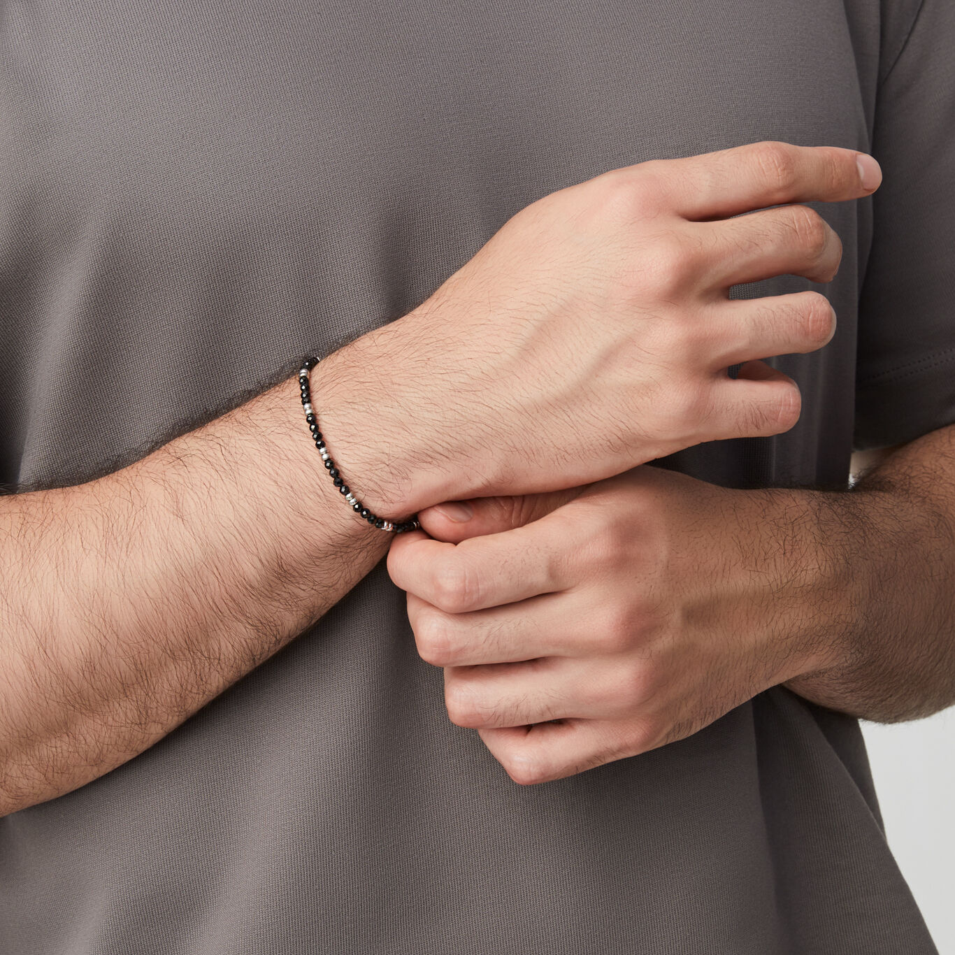 Bracelet Beat Spinelle Noir, Bracelet en argent massif et spinelle noir_image number 1_Giovanni Raspini