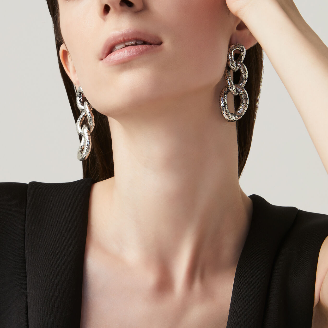 Croco Drop Earrings, Earrings in Sterling Silver_image number 1_Giovanni Raspini