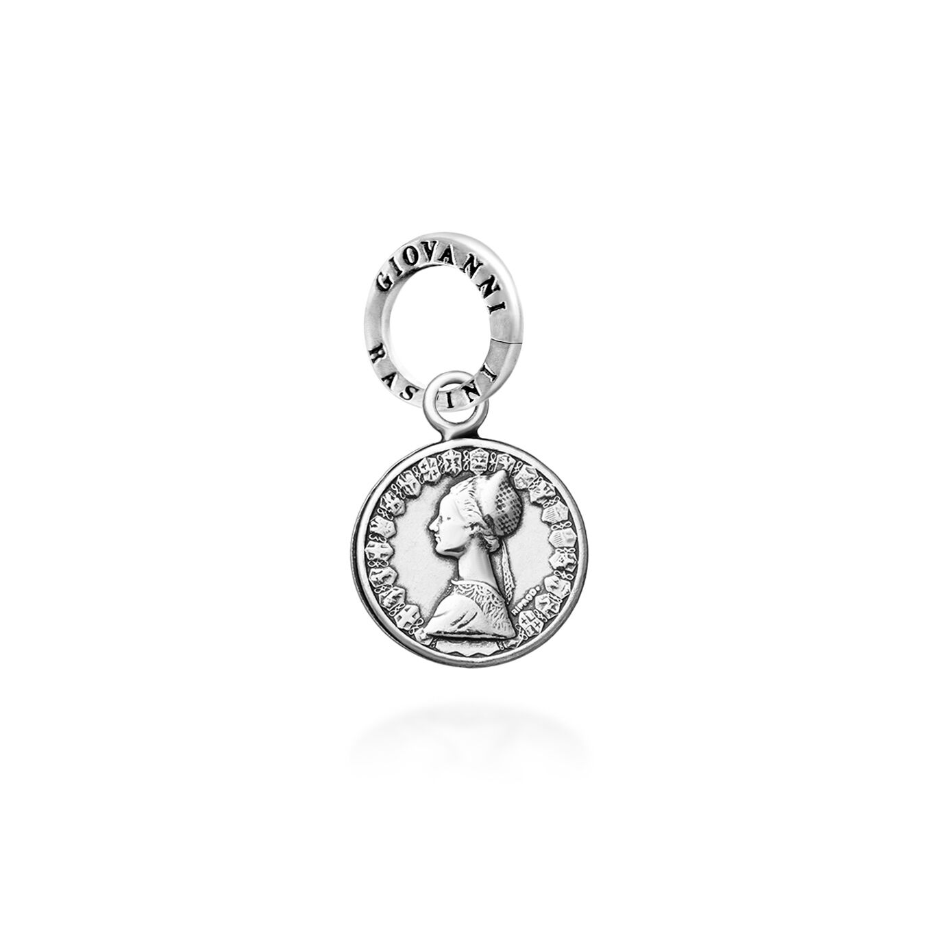 500 Lire Coin Mini Charm, Charm in Sterling Silver_image number 0_Giovanni Raspini