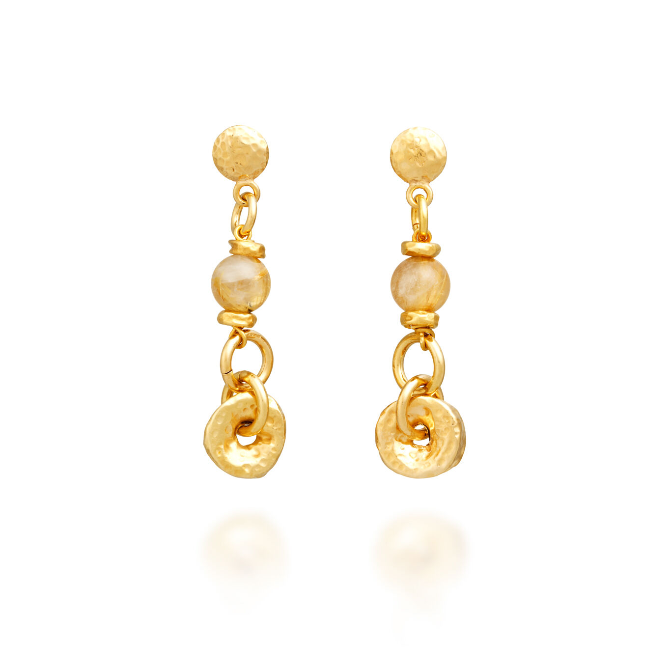 Boucles D&rsquo;Oreilles Quartz Rutile, Boucles d&rsquo;oreilles en argent massif dor&eacute; et quartz rutile_image number 0_Giovanni Raspini