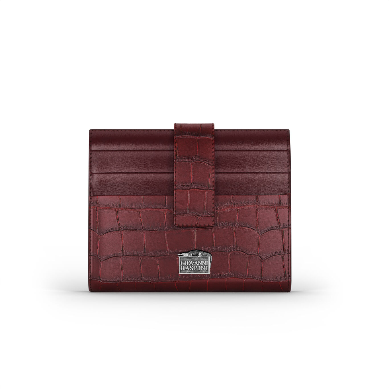 Portefeuille Porte-cartes en Cuir Croco Bordeaux