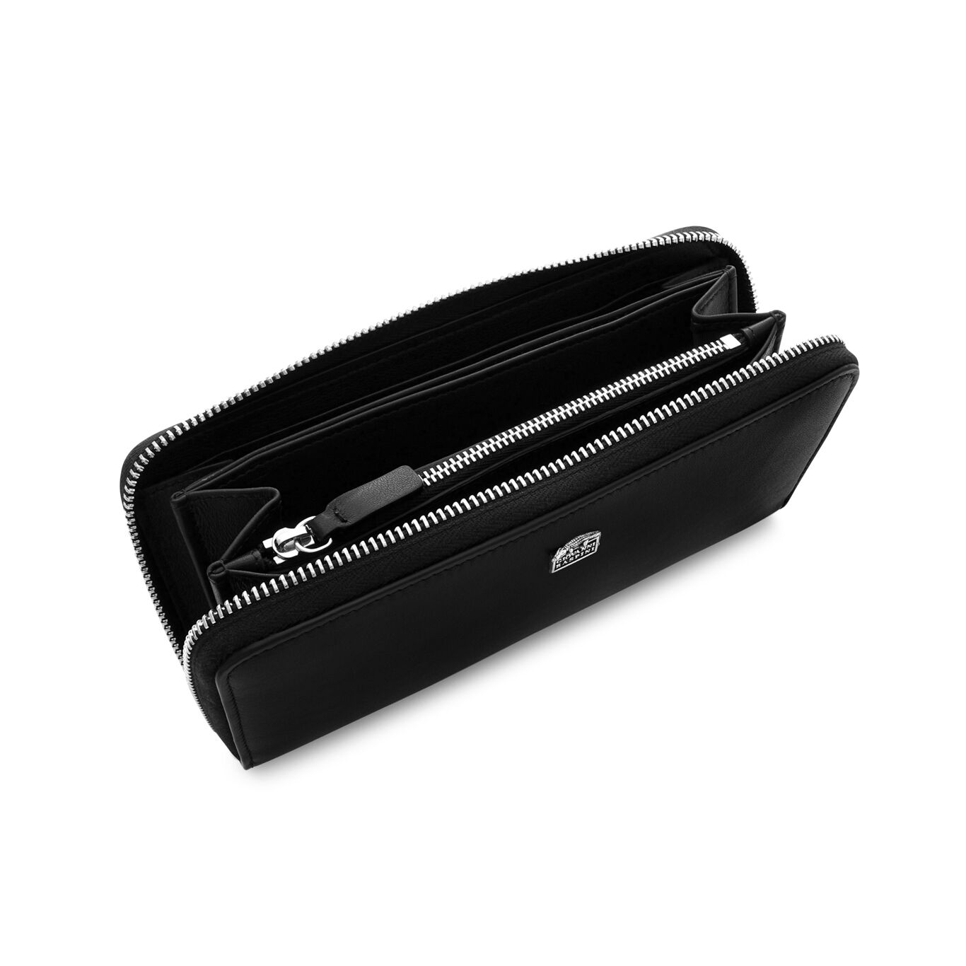 Large Smooth Leather Wallet with zip closure, Leather wallet with iconic sterling silver decoration_image number 3_Giovanni Raspini