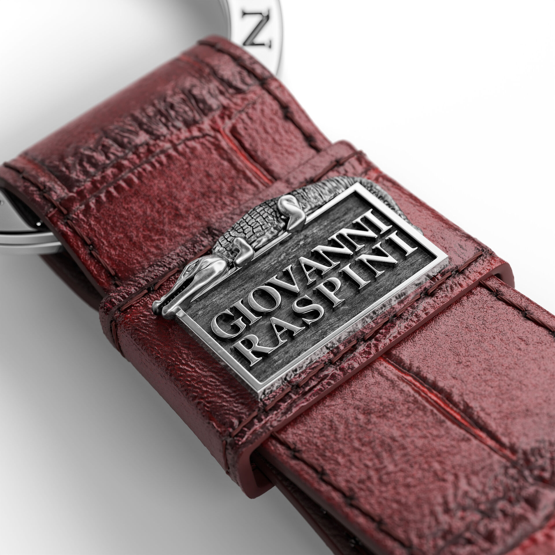 Black Croco Leather Key Ring image number 1