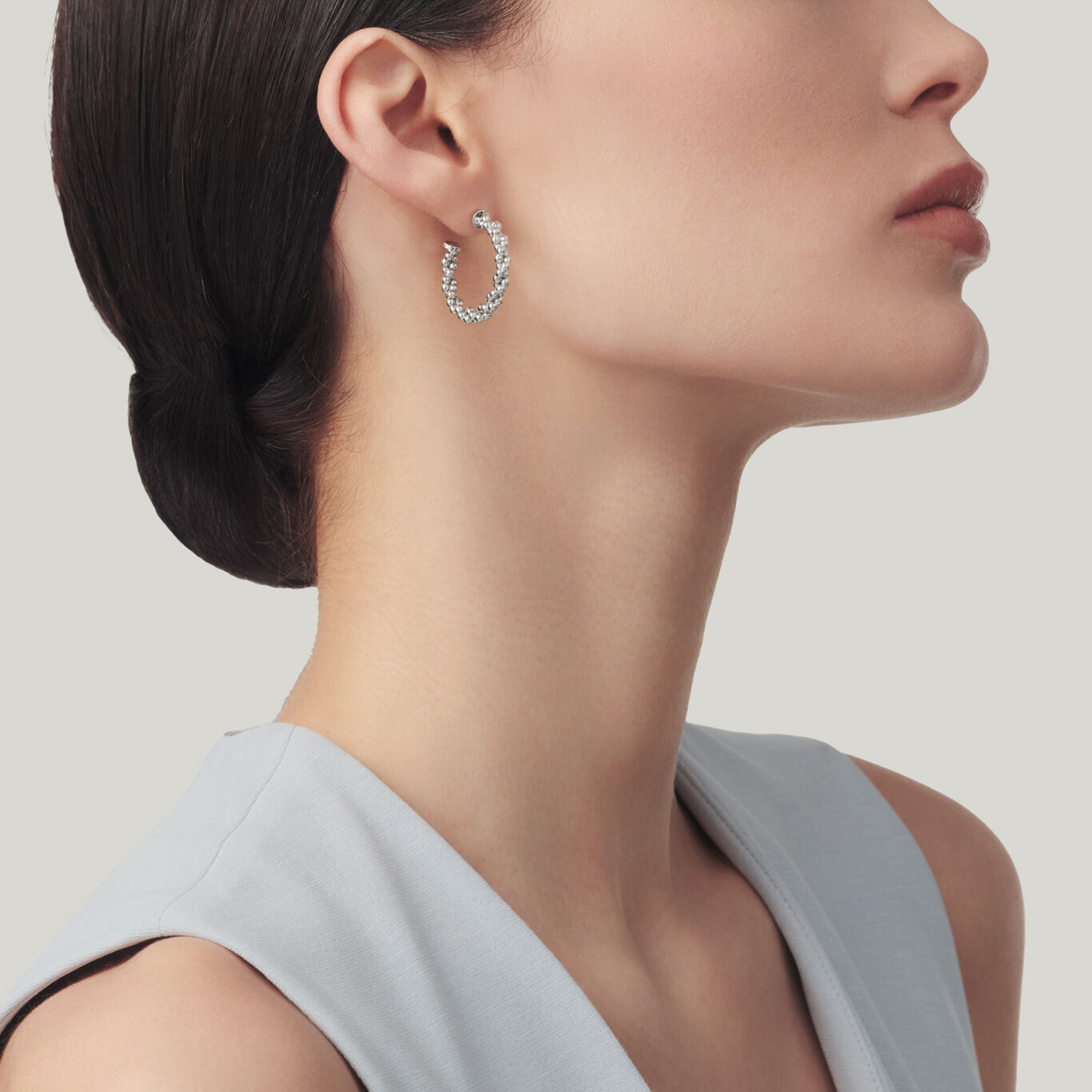 Wheat Chain Small Hoop Earrings, Hoop earrings in Sterling Silver_image number 1_Giovanni Raspini