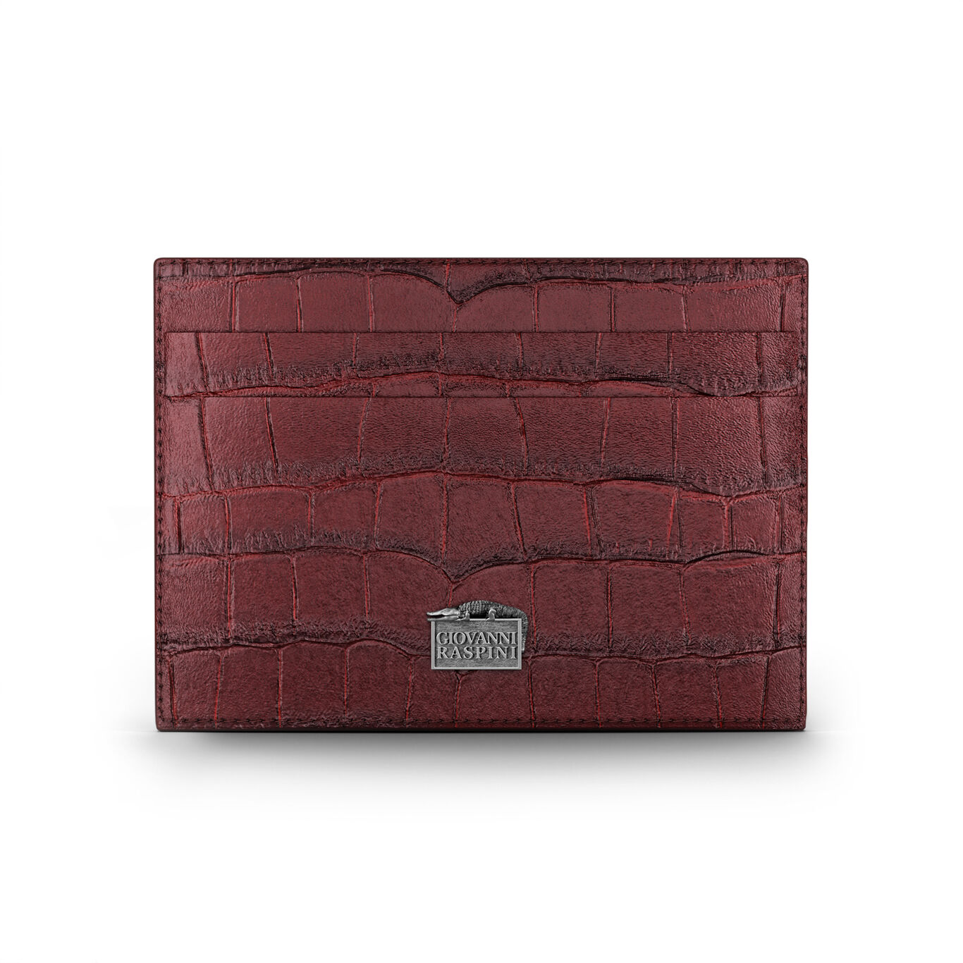 Porte-cartes en Cuir Croco Bordeaux