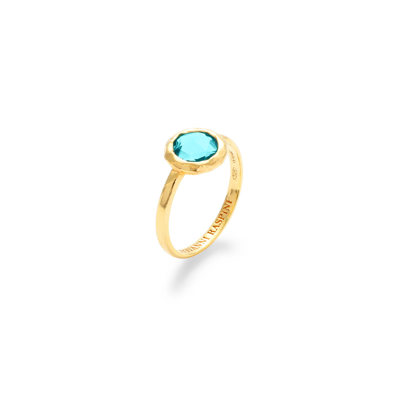 Blue Loop Ring, Ring in 18k Gold Plated sterling silver with blue crystal_image number 0_Giovanni Raspini