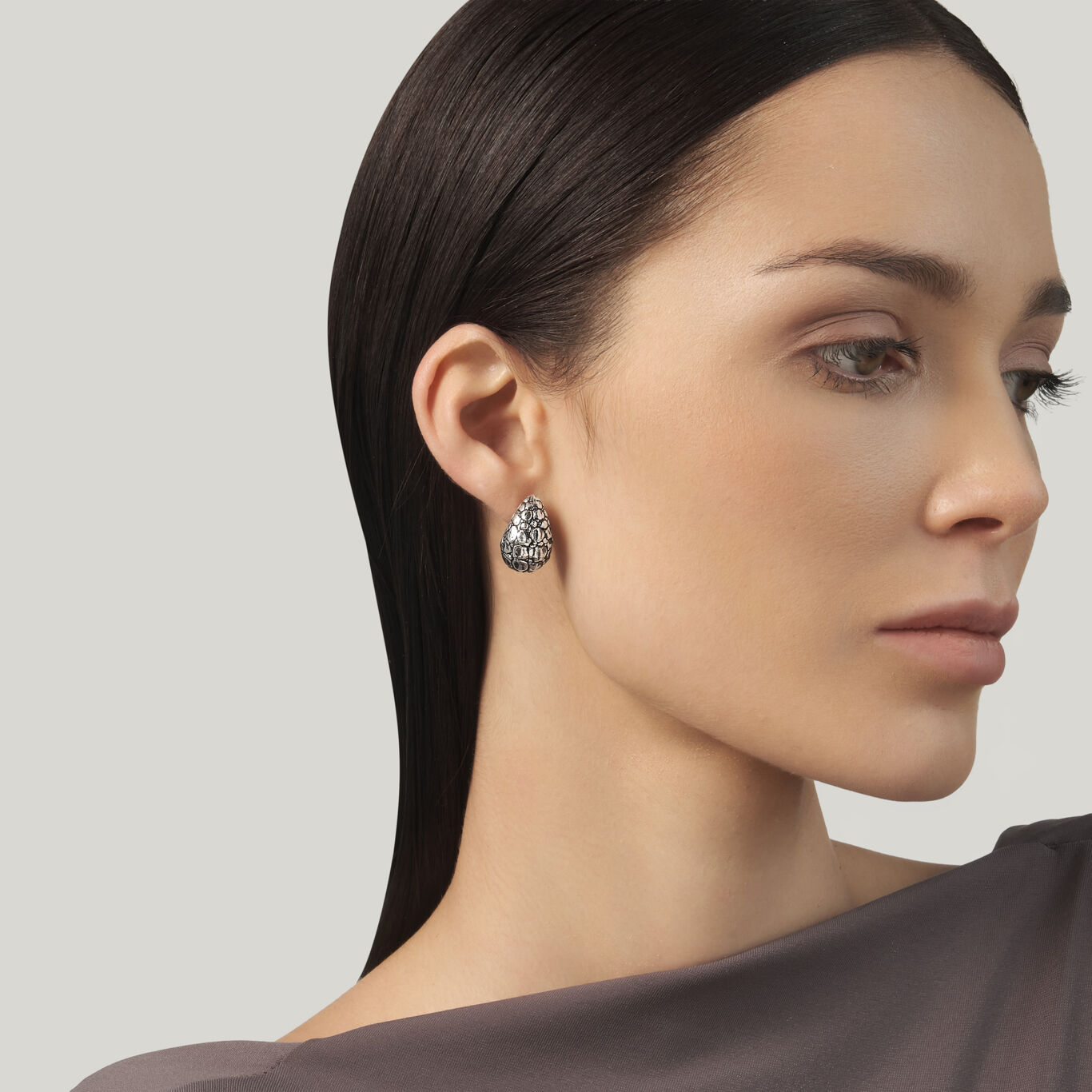 Croco Droplet Small Earrings