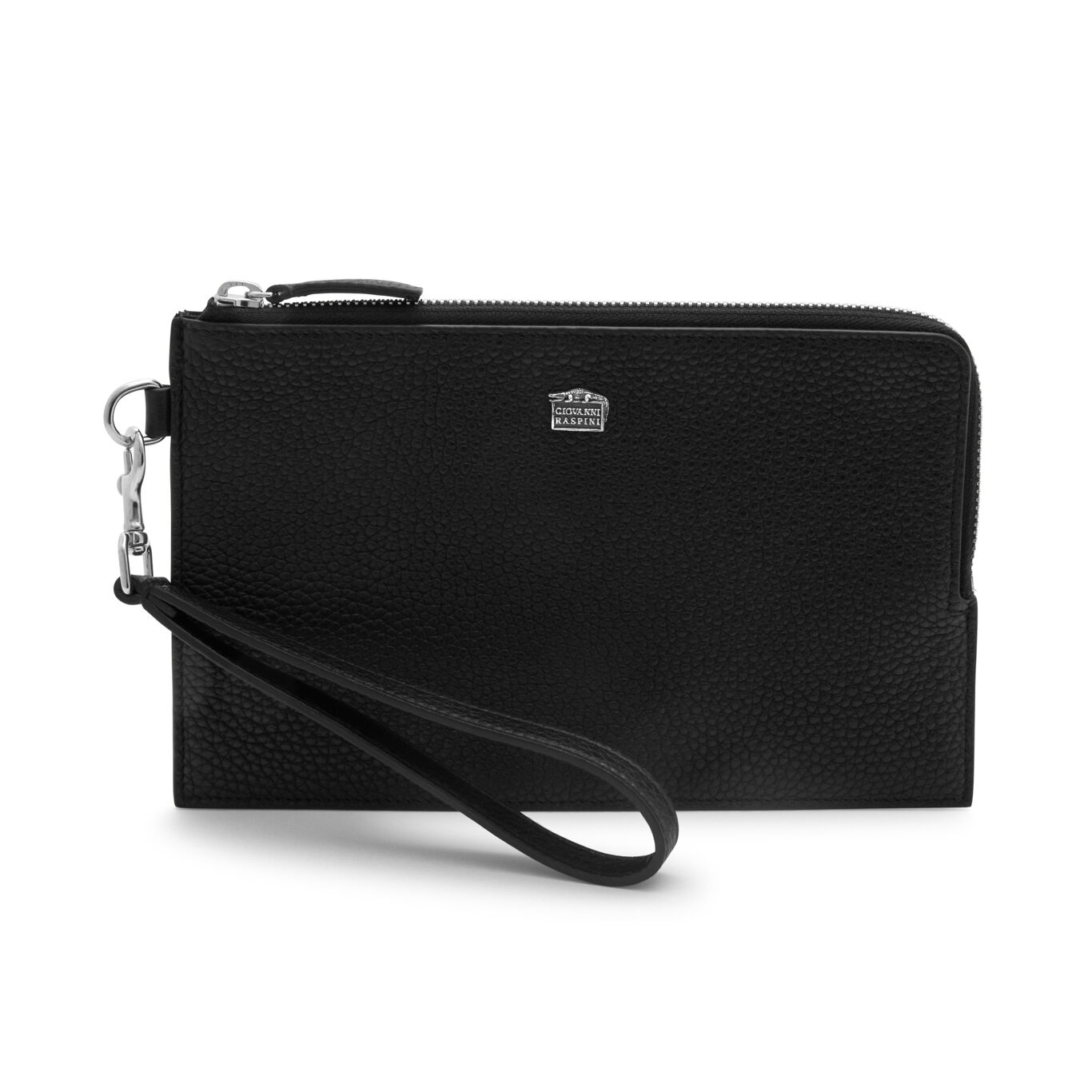 Embossed Leather Pouch, Leather pouch with iconic sterling silver decoration_image number 0_Giovanni Raspini