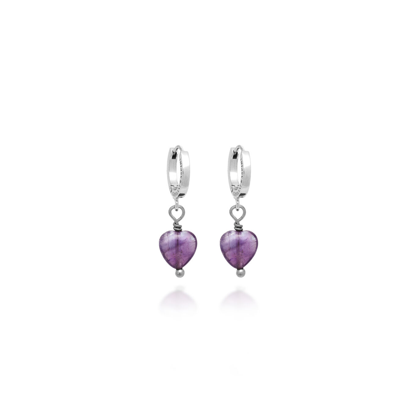 Boucles d'oreilles minimalistes C&oelig;ur Am&eacute;thyste