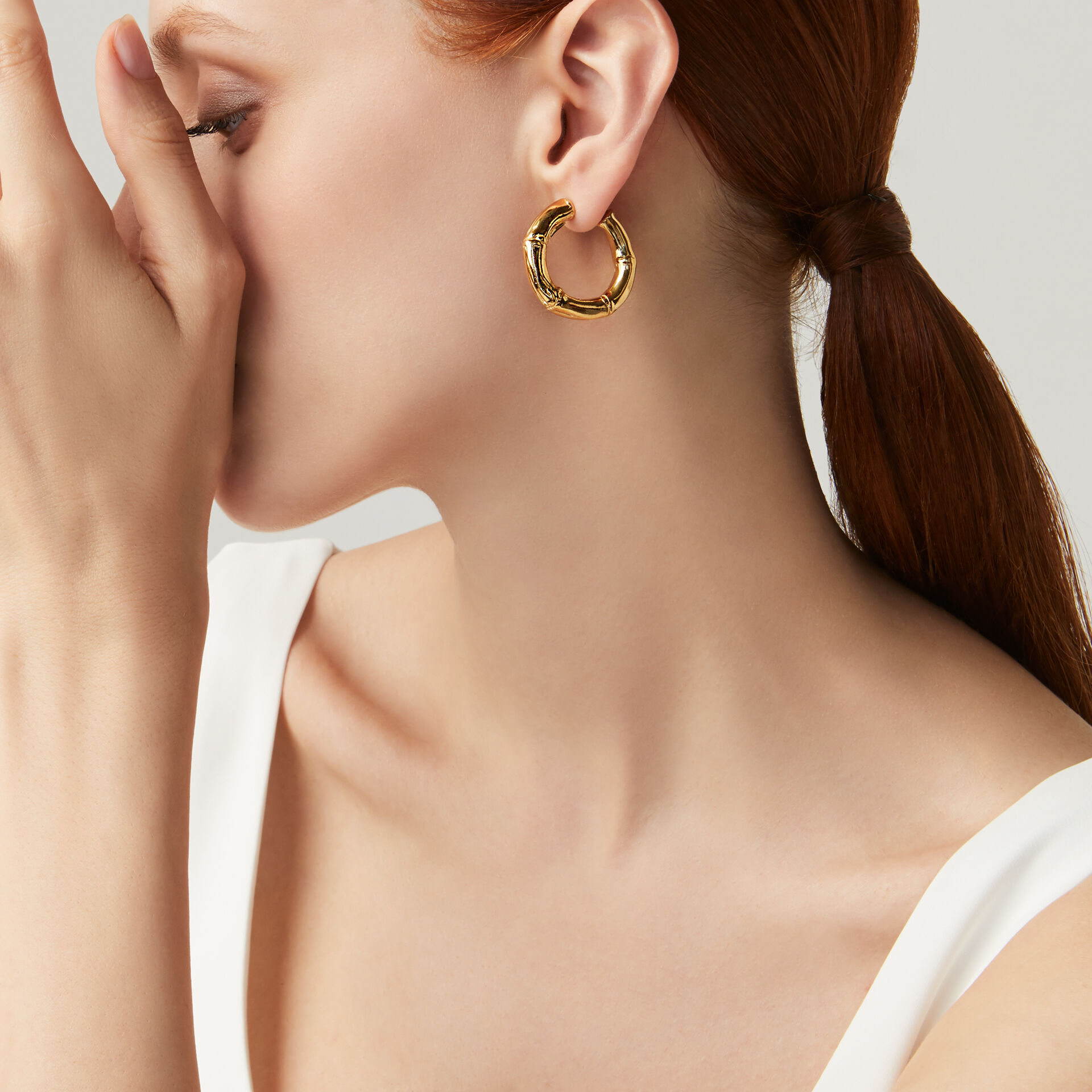 Bamboo Small Hoop Earrings image number 1