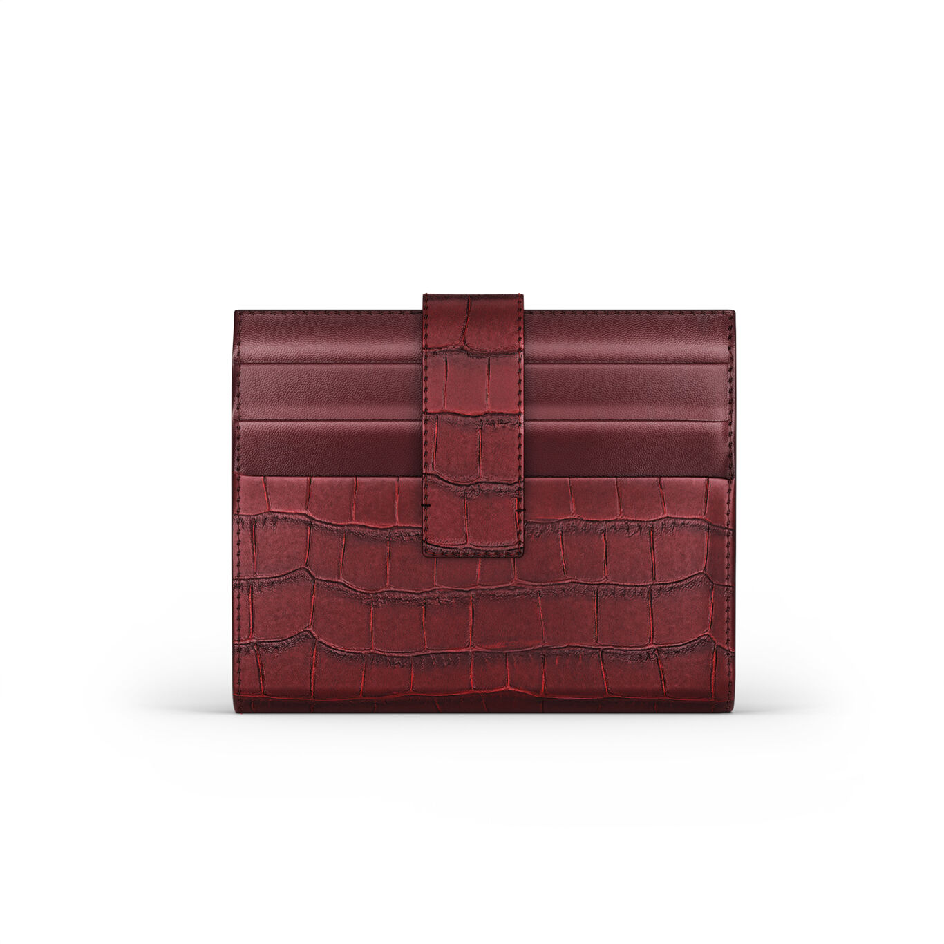 Burgundy Croco Leather Card Holder Wallet