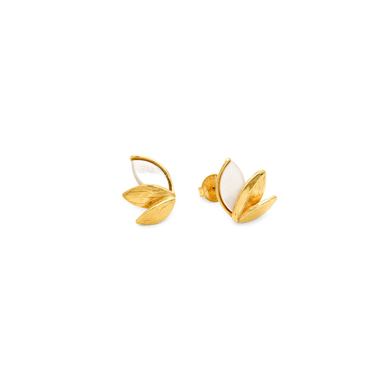 Gold Skin Small Earrings, Earrings in 18k Gold Plated Sterling Silver and mother of pearl_image number 3_Giovanni Raspini