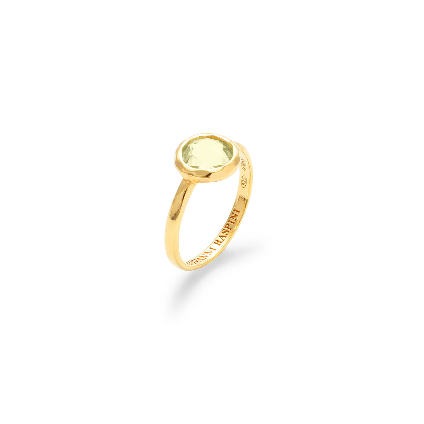Lime Green Loop Ring, Ring in gold-plated sterling silver with lime green crystal_image number 0_Giovanni Raspini