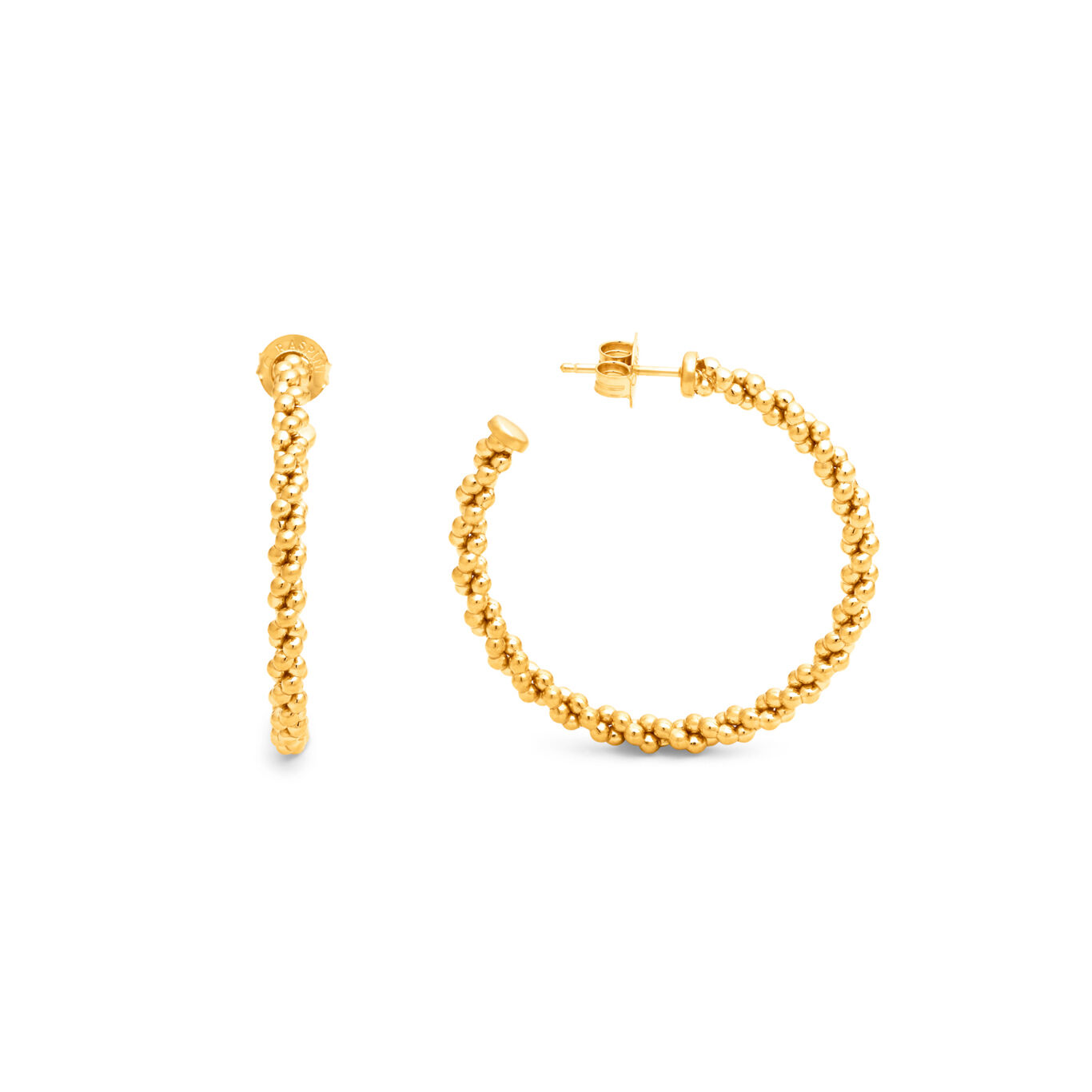 Wheat Chain Big Hoop Earrings, Hoop Earrings in 18k Gold Plated Sterling Silver_image number 2_Giovanni Raspini