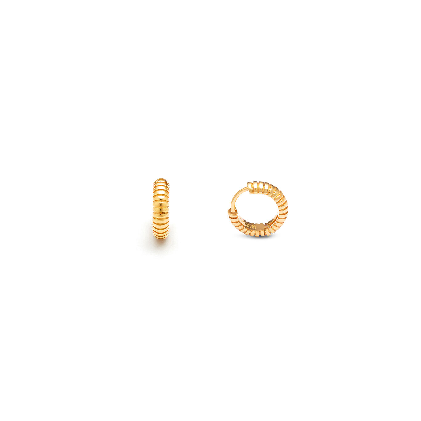 Pendientes Huggie A Rayas, Aros de Plata 925 dorada_image number 2_Giovanni Raspini